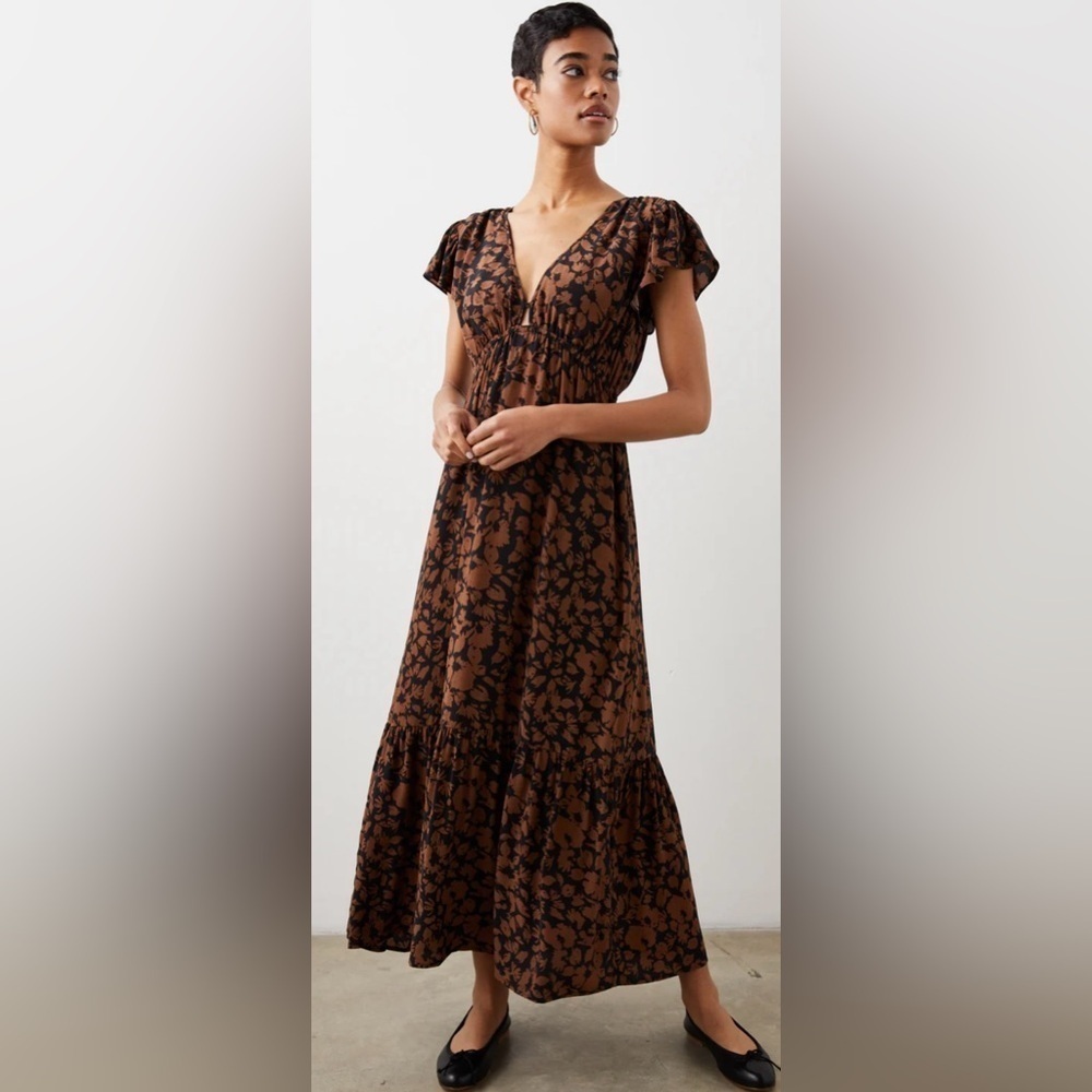 NWT Rails Tina Dress XS Garden Silhouette Brown Black